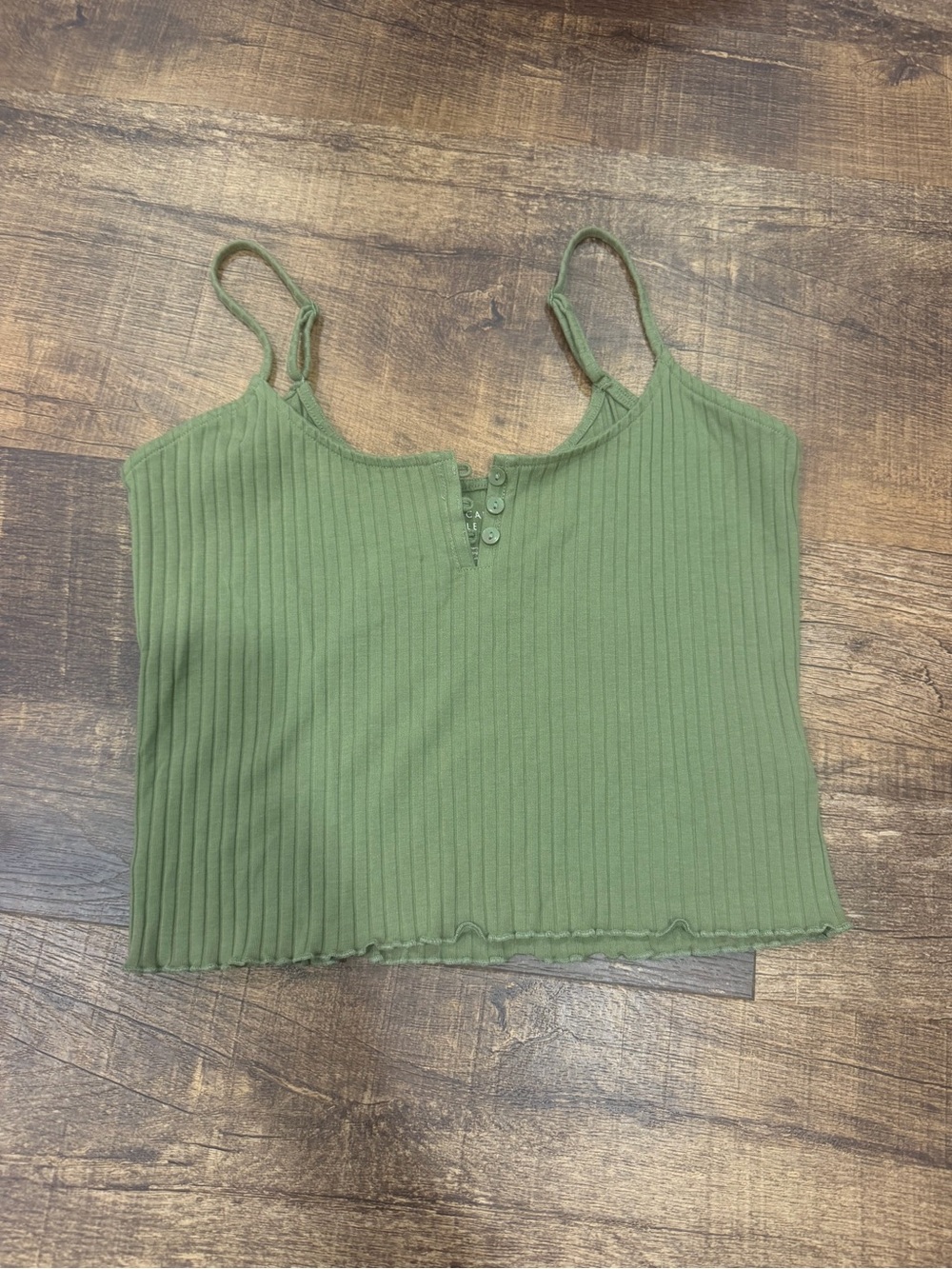 American Eagle Outfitters Olive Green Ribbed Cropped Cami
